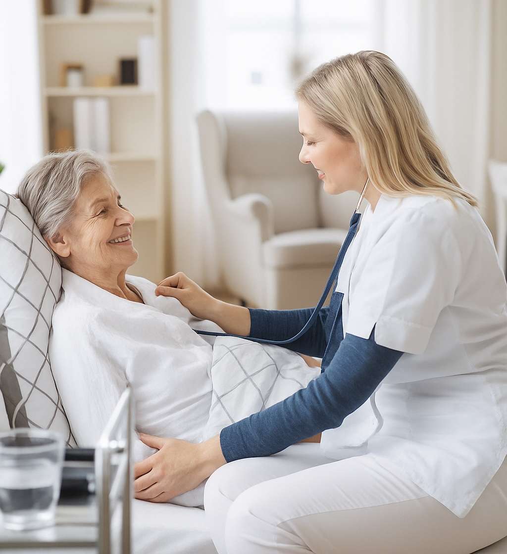 Home Care Services Gurgaon - nurse assisting elderly patient.